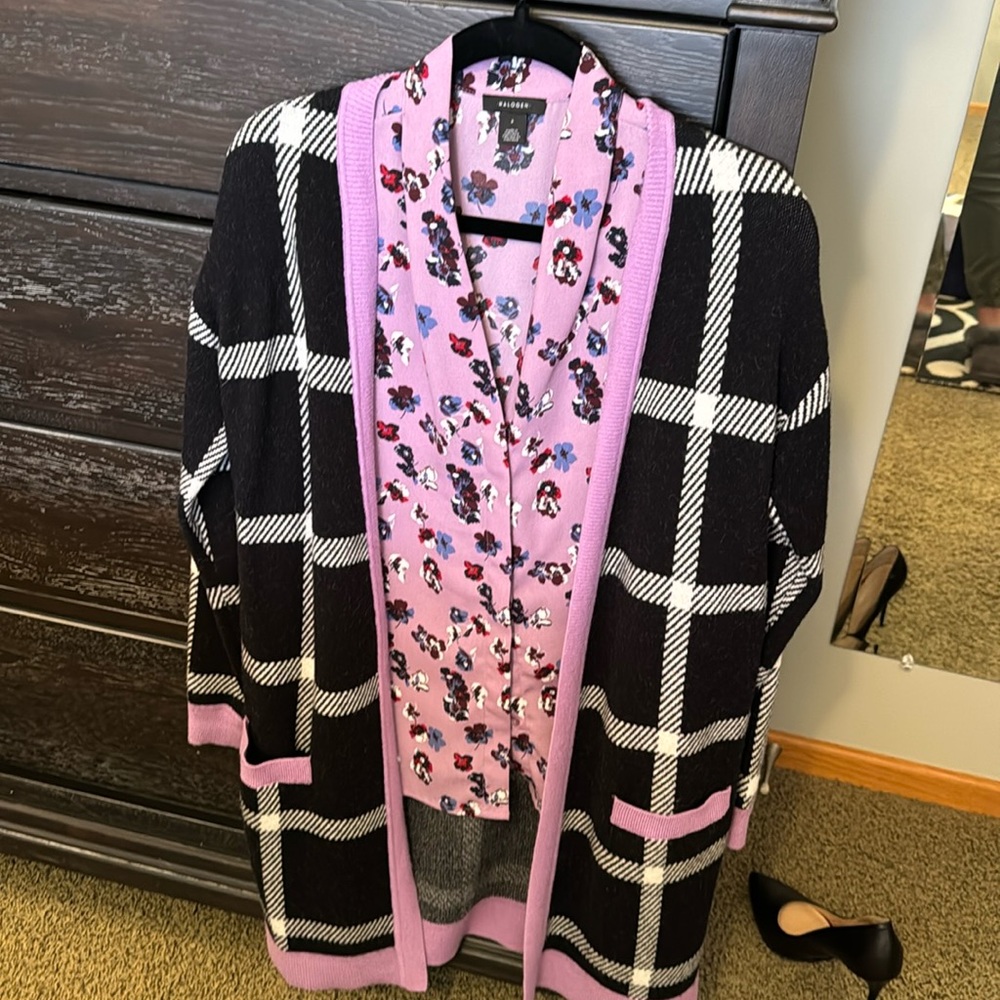 NWOT Halogen Set Blouse and Duster XXS/S